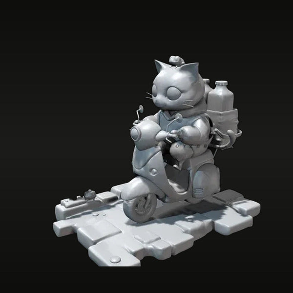Steampunk Cat Scooter Driver 50mm Resin Figure Kit