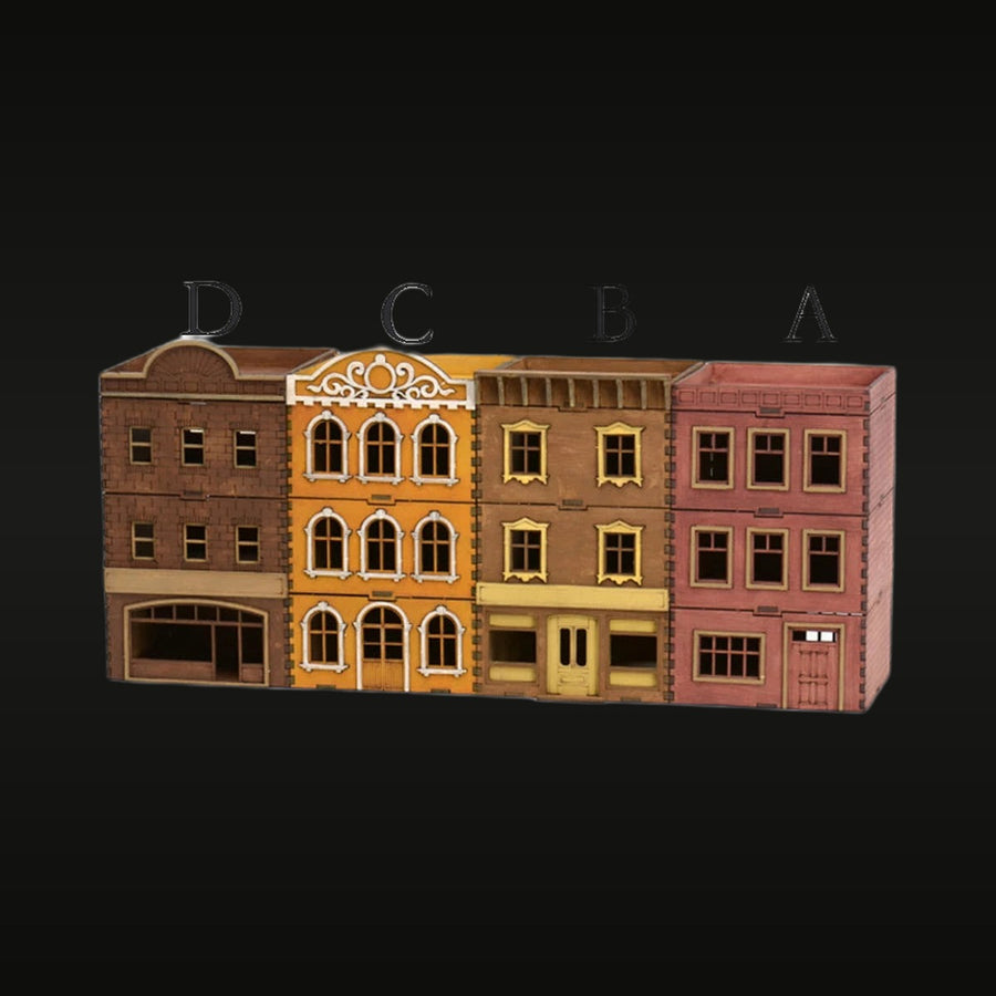 European Town Row Shop Buildings Pre-Painted 1/72 Resin Diorama Kit - unpainted resin model kit