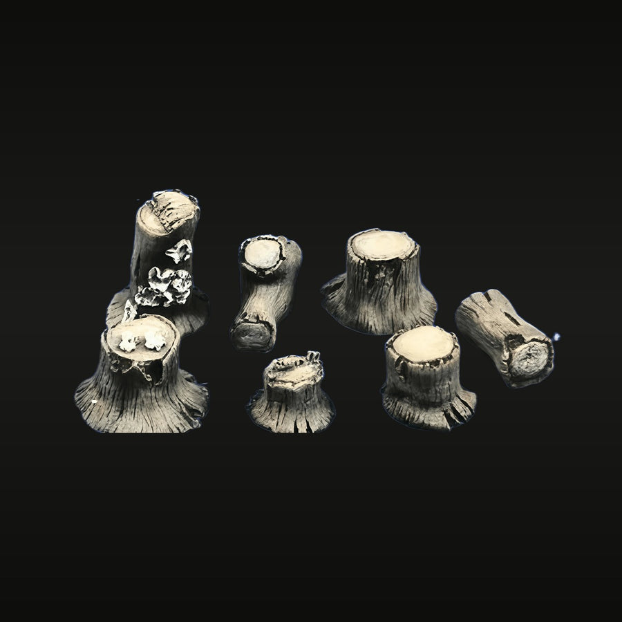 Stump Layout Props Resin Terrain Kit 1/35 Scale - 8-Piece Set - unpainted resin model kit