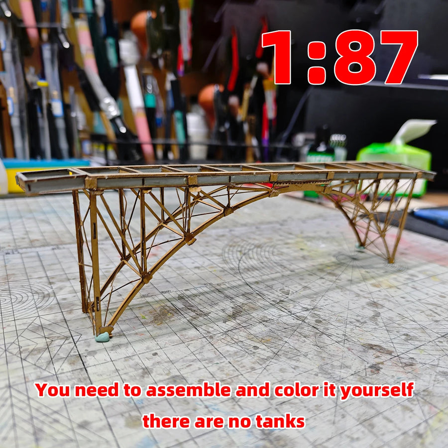 Assembly Architectural Model Sand Table Bridge Wooden Bridge Steel Bridge RAILWAY BRIDGE Diorama Scale Model Kit 1/87