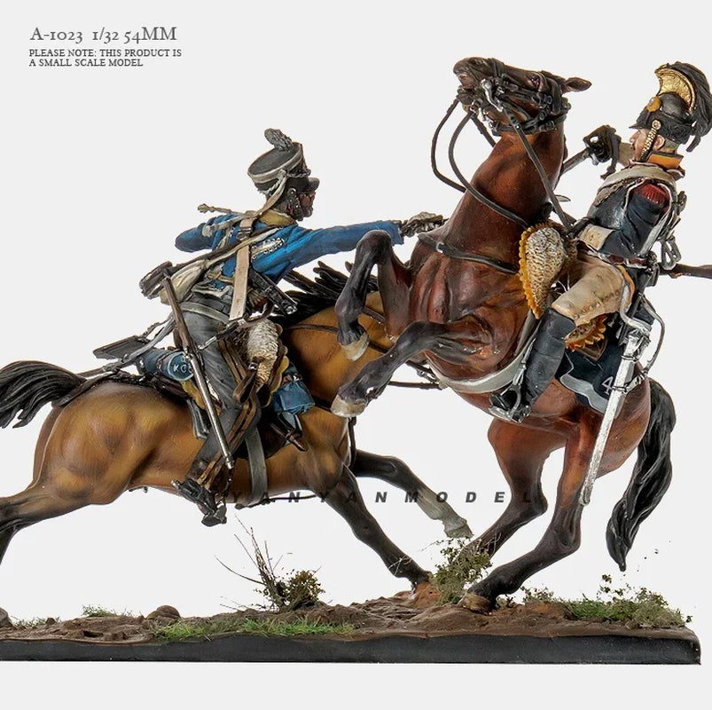 Napoleonic Cavalry Officers on Horseback Set 54mm Resin Figure Kit - resin model view 2