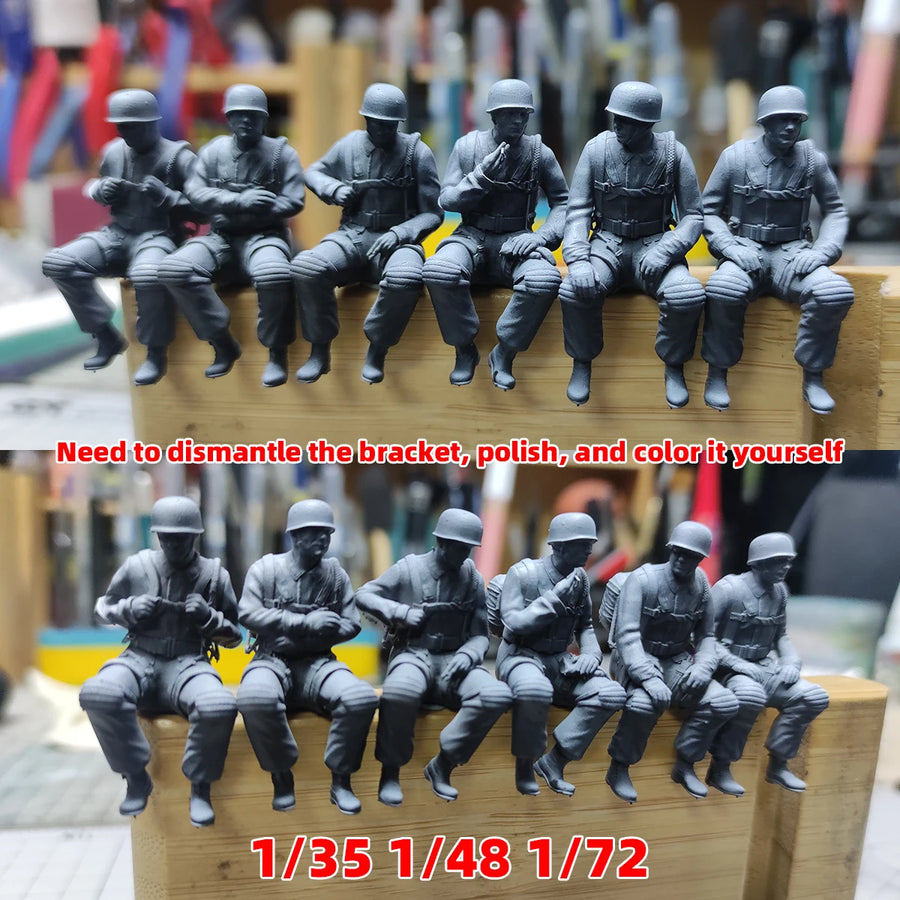 WWII German Paratrooper Squad 1/72 Resin Figure Set Kit - resin model view 5