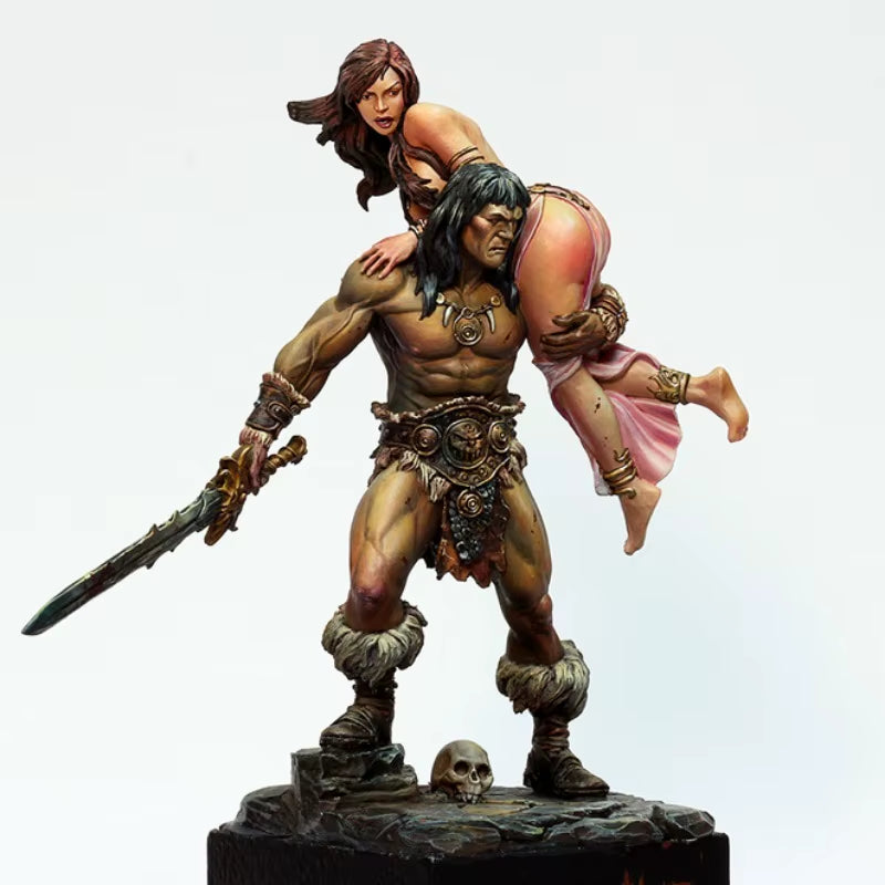 Fantasy Warrior Female and Monster Creature with Shield 1/24 Resin Multi-Part Kit - resin model view 4