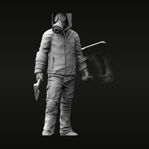 Post-Apocalyptic Survivor with Gas Mask 1/35 Resin Figure Kit