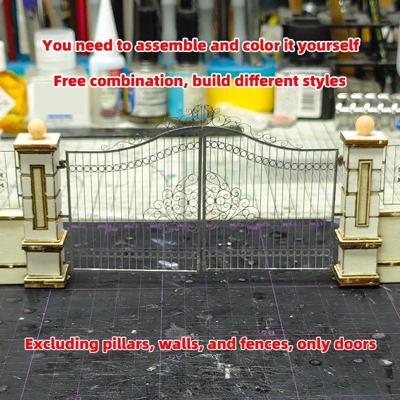 Photo Eatch PE Assembly Architectural Model Sand Table Iron Gate Gate Front Door Building Diorama Scale Model Kit 1/35