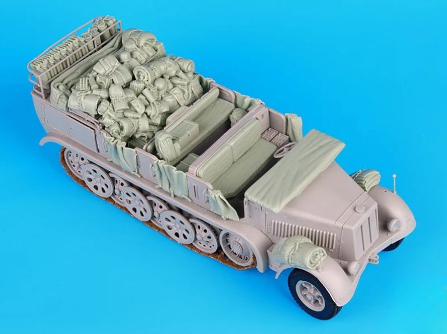 WWII German Sd.Kfz. 8 Halftrack with Cargo Load 1/35 Resin Vehicle Kit - resin model view 2