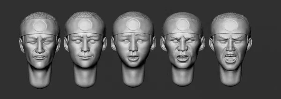 Modern Military Male Head Set Bare & Helmeted 1/35 Resin Accessory - resin model view 2
