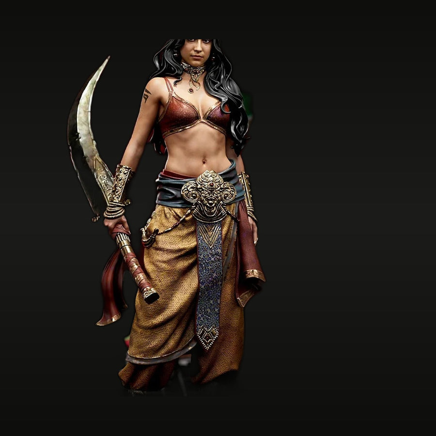 Desert Warrior Princess with Curved Sword 38mm Resin Figure - unpainted resin model kit