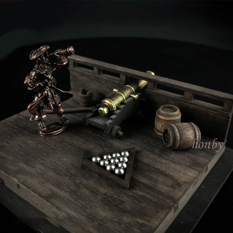 Pirate Captain with Telescope & Cannon Accessory Diorama Set 1/72 Resin Kit - resin model view 2