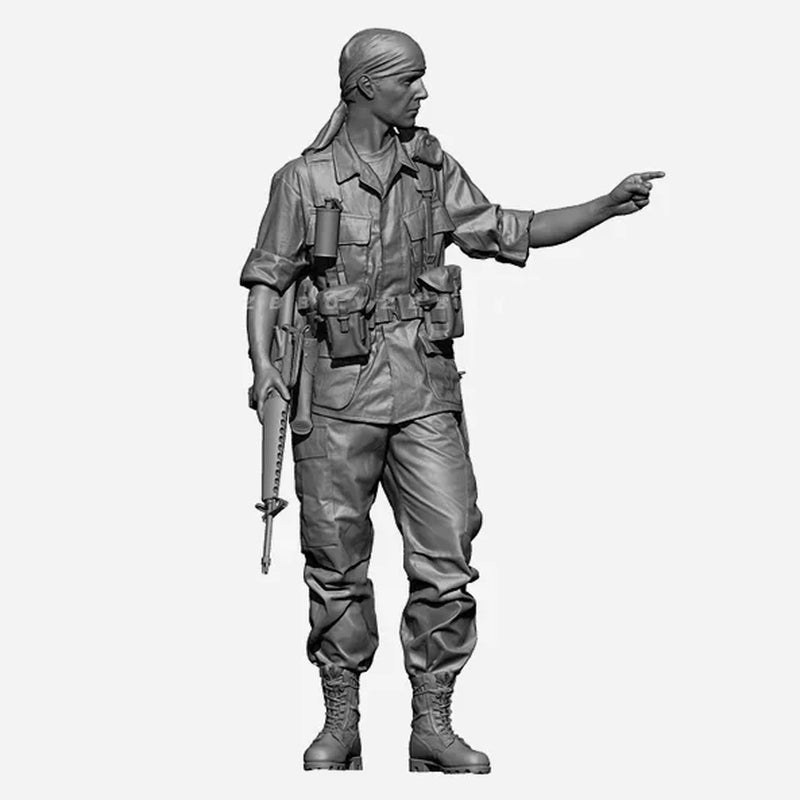 Vietnam War US Soldier with Pistol Bandana 1/35 Resin Figure Kit - resin model view 3