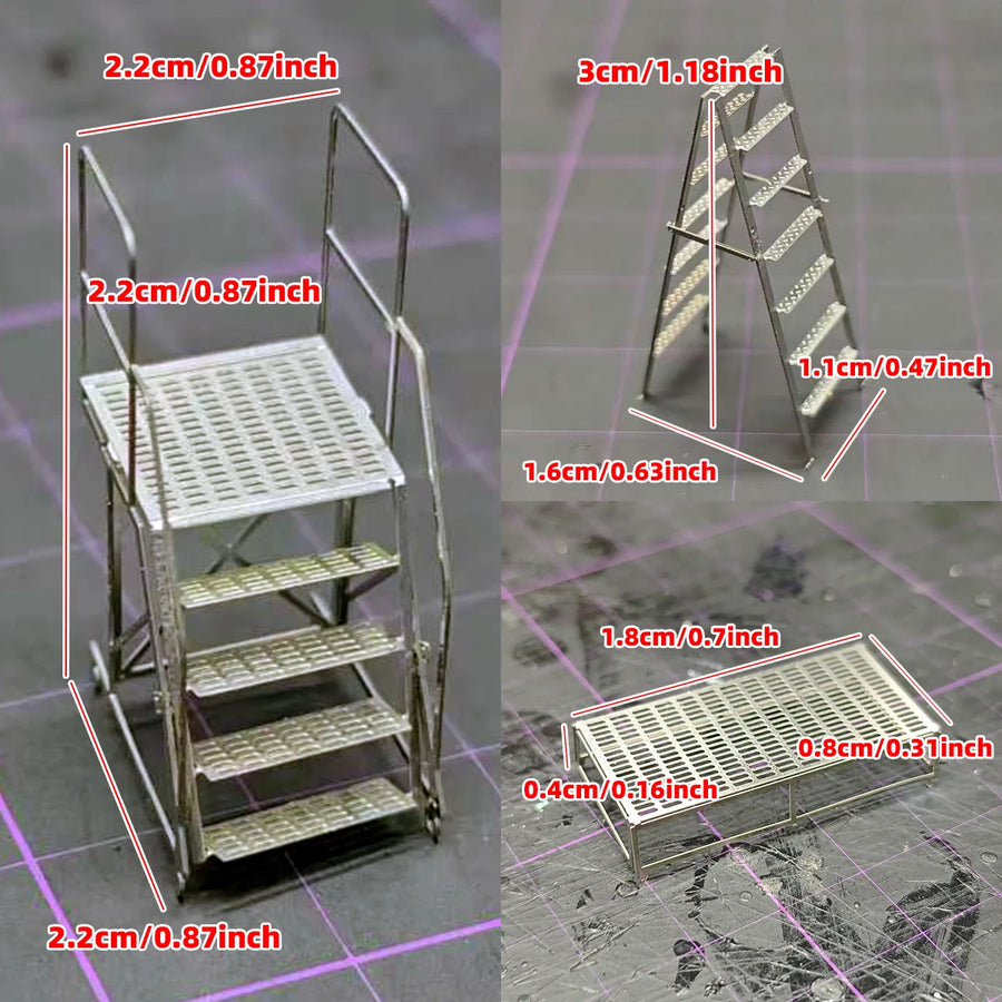 1/72 PE Aircraft Scale Model Kit Maintenance Ladders Climbing Ladder Platform Ottoman Folding Ladder Sand Table Diorama Models