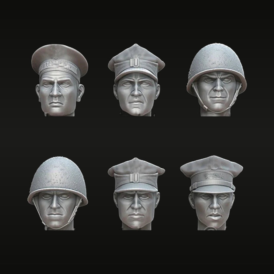 Polish Army Soldiers Heads Set 6-Pack 1/35 Resin Kit - unpainted resin model kit