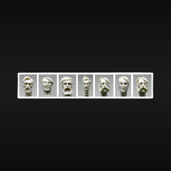 Male Heads with Facial Hair 7-Pack 1/35 Scale Resin Bust Set