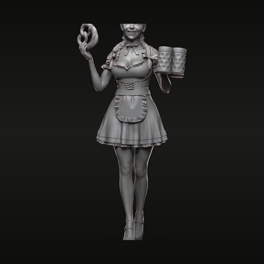 Oktoberfest Waitress 75mm Resin Figure Kit - unpainted resin model kit
