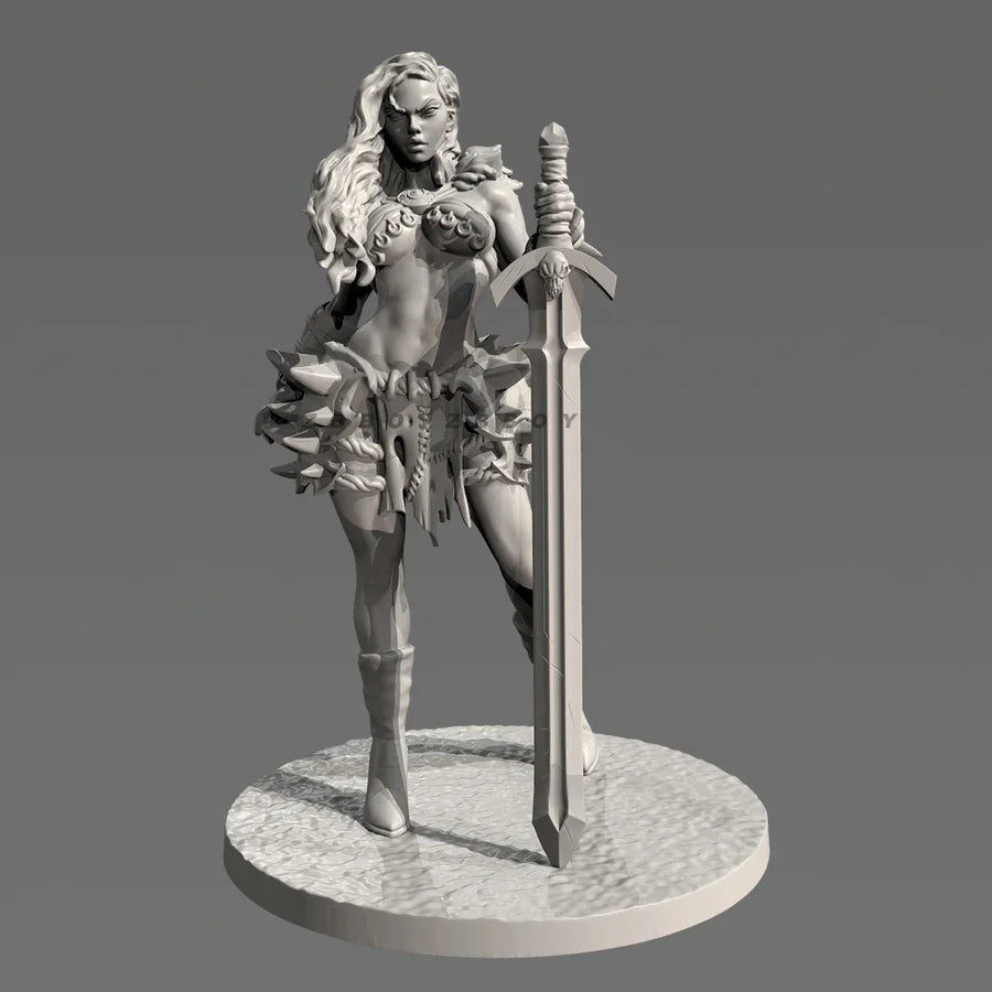 Fantasy Female Barbarian Warrior with Spiky Armor & Sword 38mm Resin Figure Kit (Adult/Mature) - resin model view 3