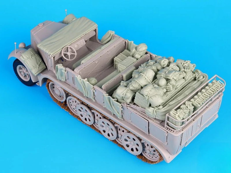 WWII German Sd.Kfz. 8 Halftrack with Cargo Load 1/35 Resin Vehicle Kit - resin model view 3