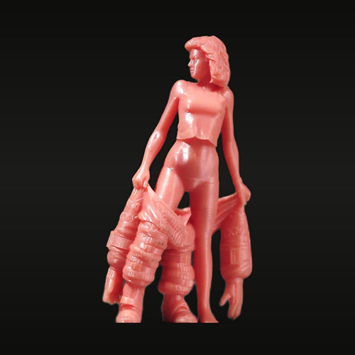 Sci-Fi Female Warrior Removing Suit 1/87 Resin Miniature Figure