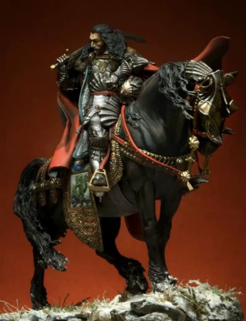Medieval European General with Sword on Horseback 1/24 Resin Figure Kit - resin model view 2