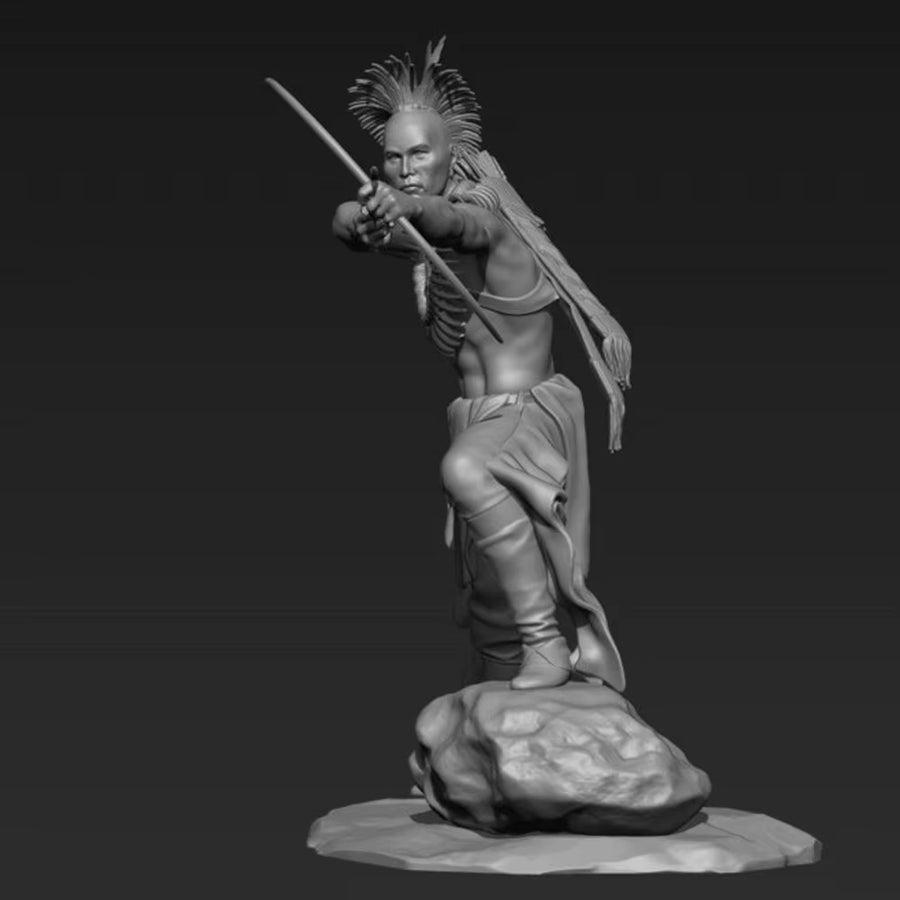 1/24 Pawnee Warrior, 75Mm, Resin Model Figure, War Theme, Unassembled and Unpainted Kit