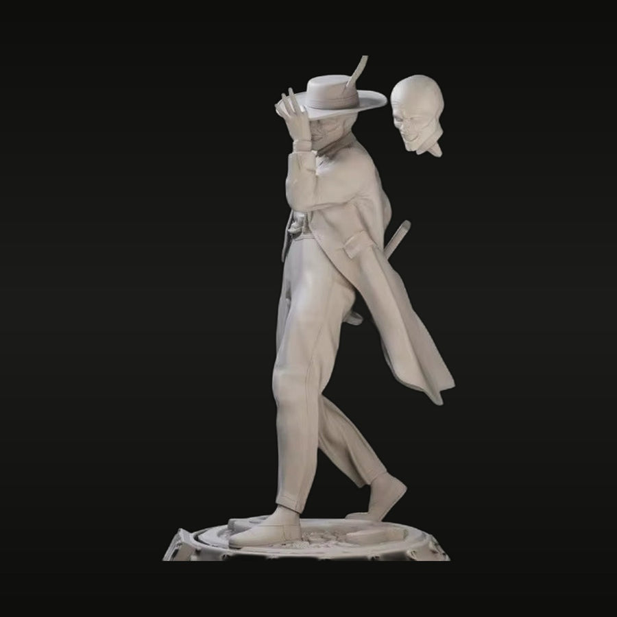 Fantasy Male Gunslinger/Swordsman with Skull and Long Coat 1/24 Resin Figure Kit - unpainted resin model kit