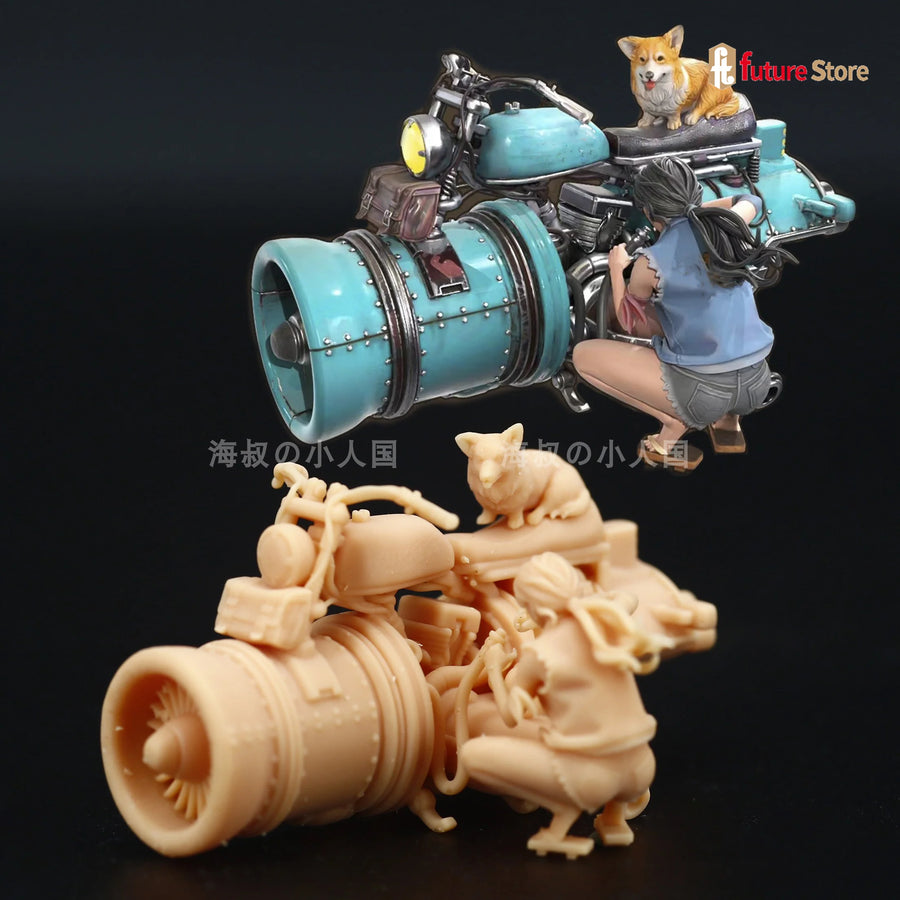 Anime Male Fighter with Wrench and Creature 1/64 Resin Figure Kit - resin model view 2