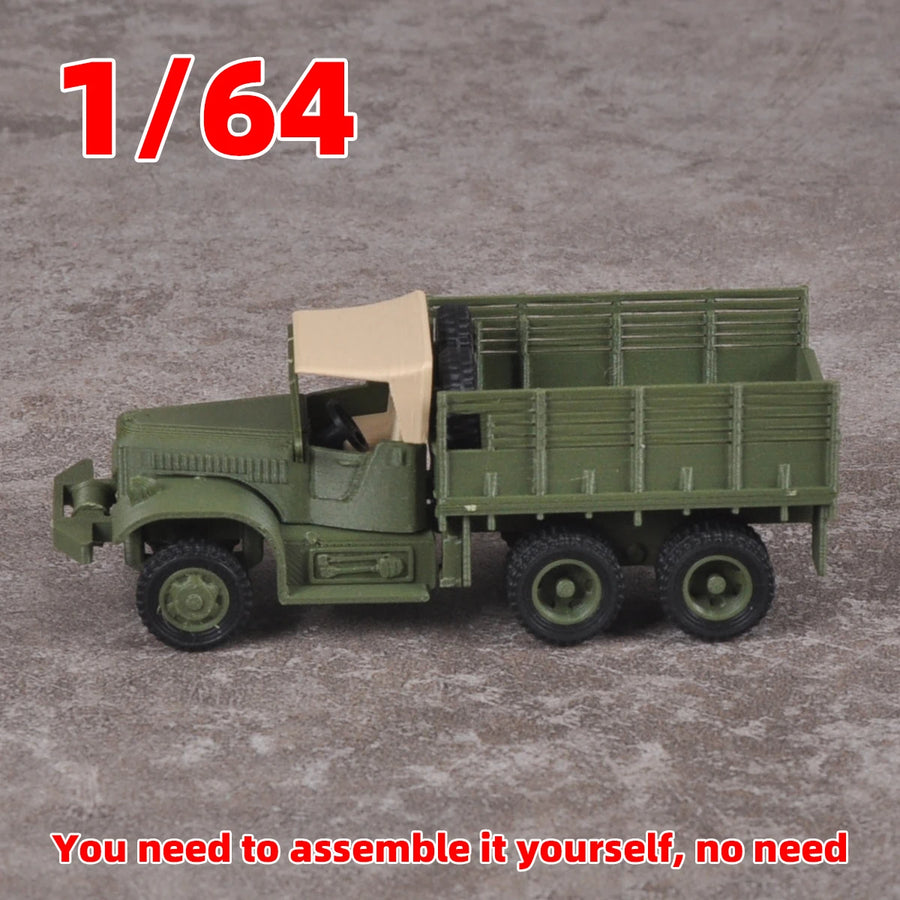 Assembly Scale Set Static Plastic Model Kit United States Military Truck Car 1/64