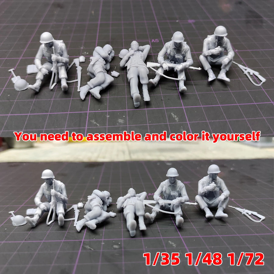 WWII US Army Infantry Squad 8-Figure Set 1:72 Resin Figure Kit - resin model view 4