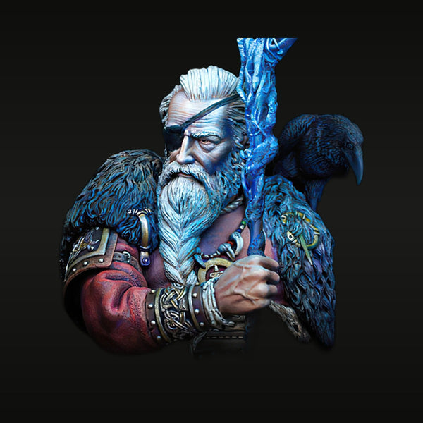 Fantasy Norse God Odin with Ravens 75mm Resin Bust Kit