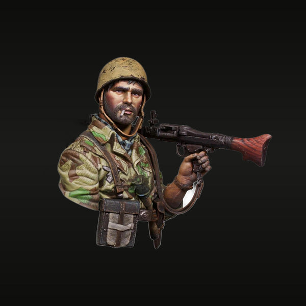 WWII Soldier with Submachine Gun 1/10 Resin Bust