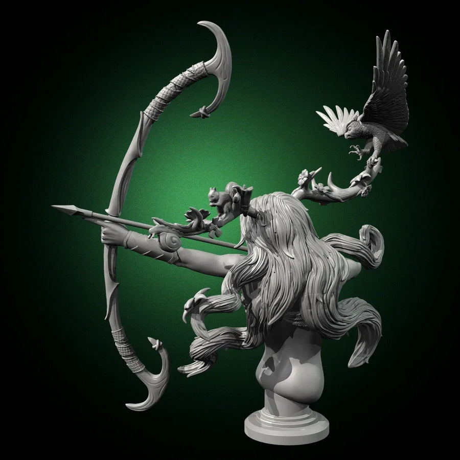 Fantasy Female Elf Archer with Eagle Bust 80mm Resin Kit - resin model view 4