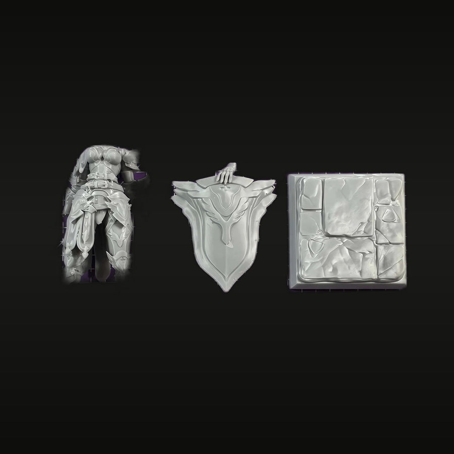 Female Knight Warrior 75mm Resin Figure Kit with Sword & Shield - unpainted resin model kit