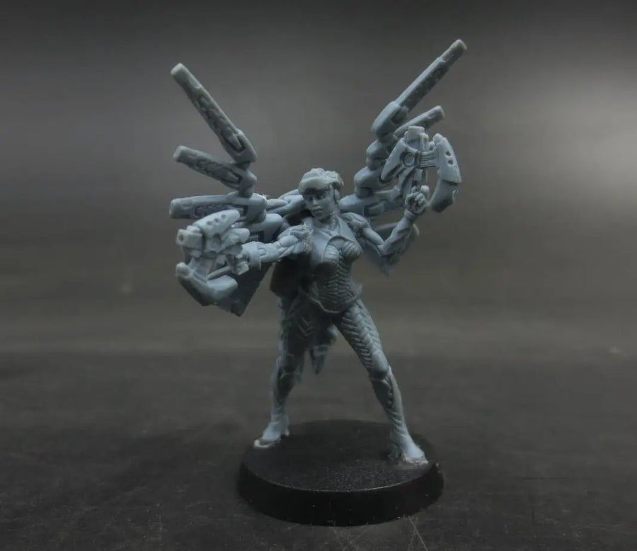 Sci-Fi Female Warrior Ko Dali Dual Weapons Red Armor 75mm Resin Figure - resin model view 3