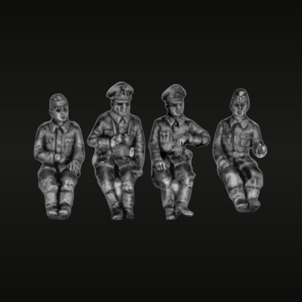 WWII German Wehrmacht Soldiers Seated 4-Figure Set 1/72 Resin Kit