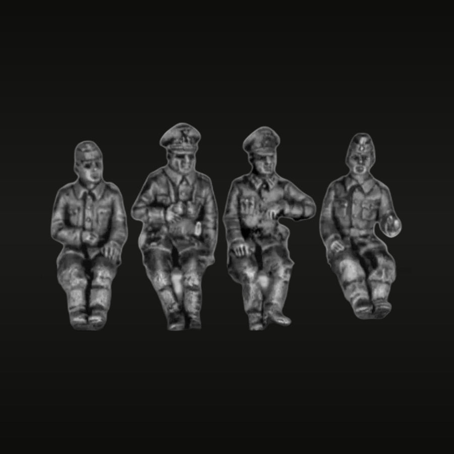 WWII German Wehrmacht Soldiers Seated 4-Figure Set 1/72 Resin Kit - unpainted resin model kit
