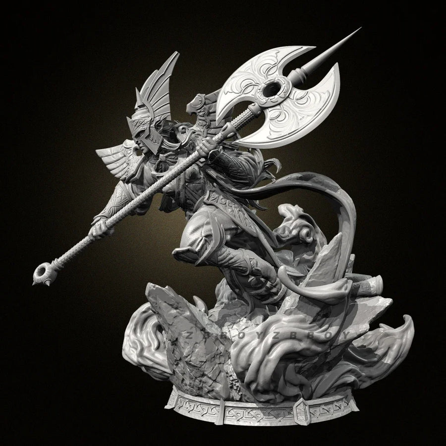 Fantasy Demon Warrior Bust with Winged Helm 38mm Resin Kit - resin model view 3