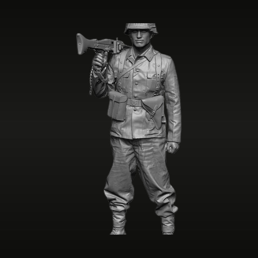 WWII German Submachine Gunner Normandy 1/35 Resin Figure Kit - unpainted resin model kit