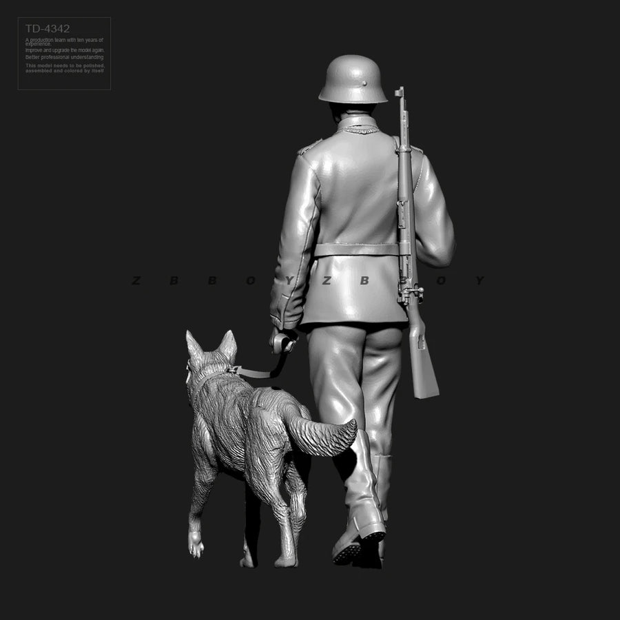 WWII German Soldier with German Shepherd Dog 1/35 Resin Figure Kit - resin model view 2
