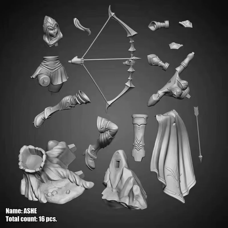Ashe The Frost Archer 1/24 Resin Figure Kit - resin model view 3