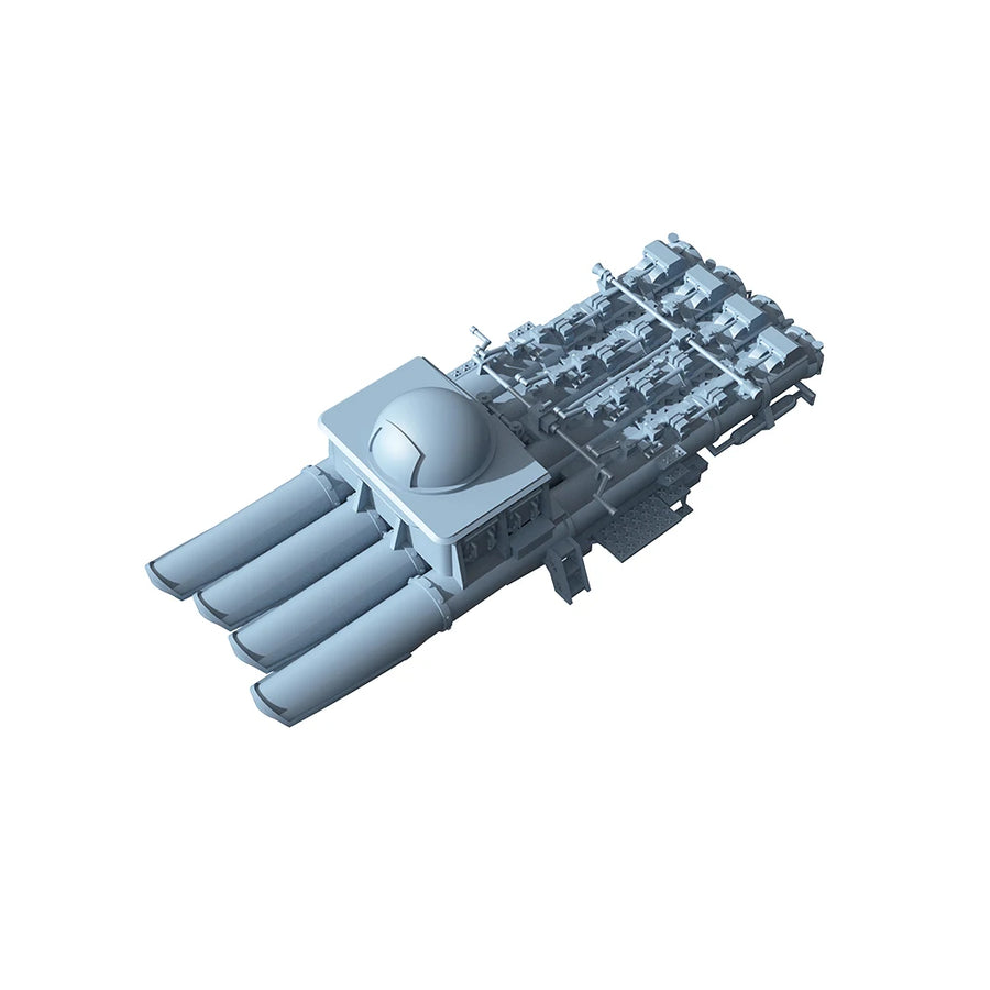 WWII Warship Triple Gun Turret with Deck Detail 1/700 Resin Accessory Kit - resin model view 2
