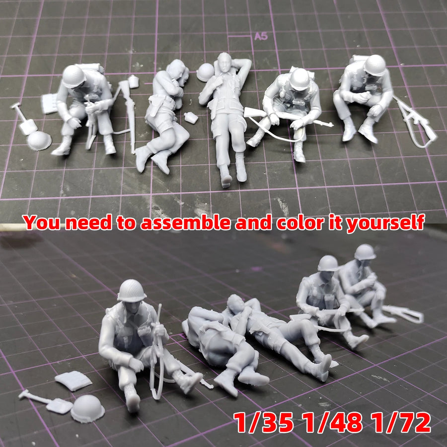 WWII US Army Infantry Squad 8-Figure Set 1:72 Resin Figure Kit - resin model view 5