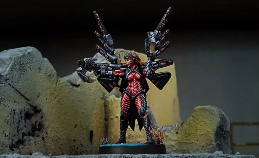 Sci-Fi Female Warrior Ko Dali Dual Weapons Red Armor 75mm Resin Figure - resin model view 2