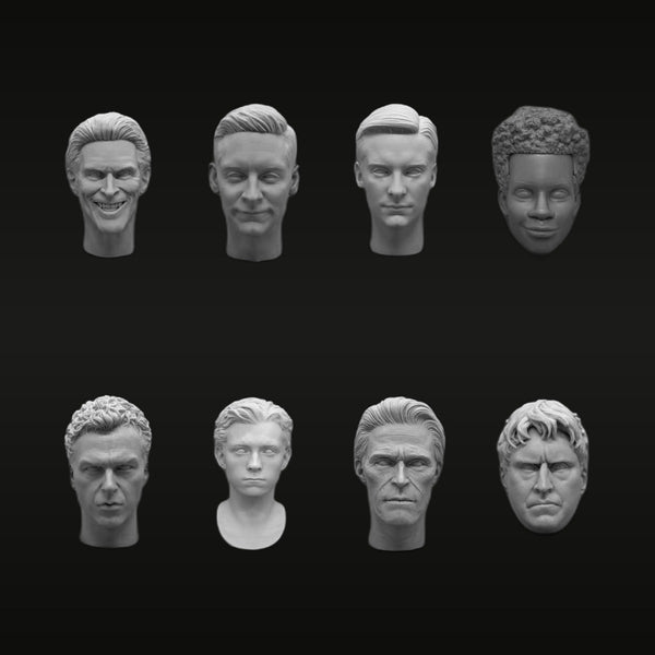 Male Character Head Busts Realistic Expressions 1/6 Scale Resin Kit Set of 8