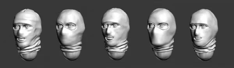 5Pcs Male Head Replacement Modification Set 1/35 Resin Bust Kit - resin model view 2