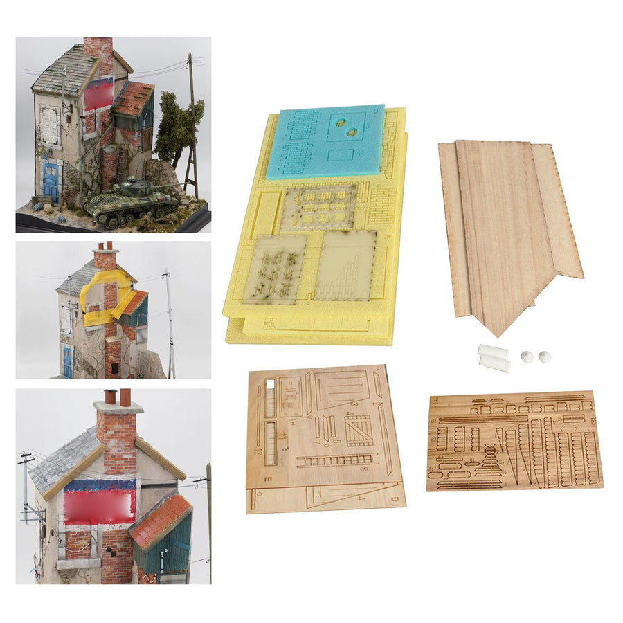WWII Destroyed French Village Houses Diorama Base 1/35 Resin Terrain Kit - resin model view 5