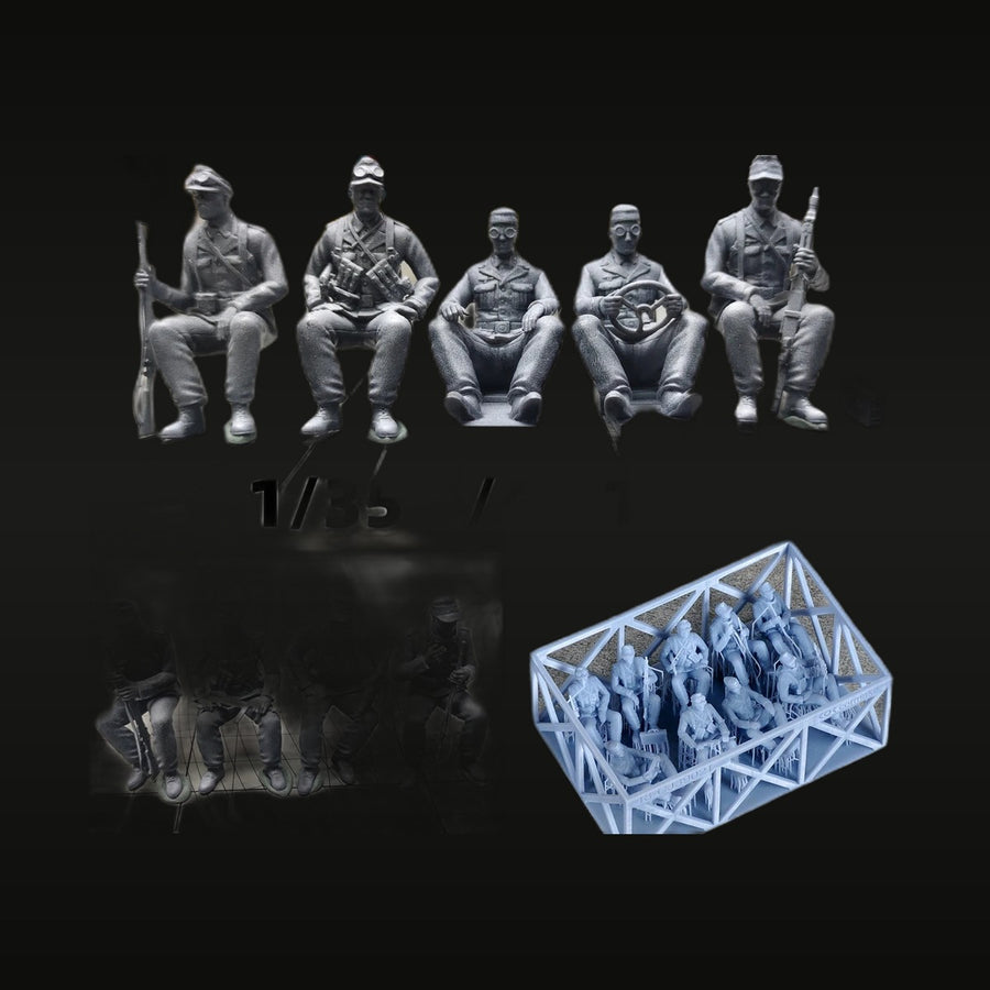 WWII German North Africa Seated Soldiers Set 1/35 Resin Figure Kit - unpainted resin model kit