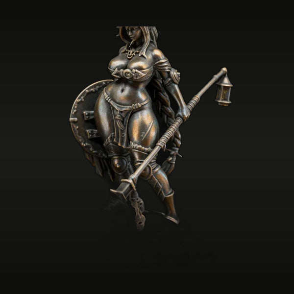 Fantasy Female Barbarian Warrior with Axe and Lantern 38mm Resin Figure Kit