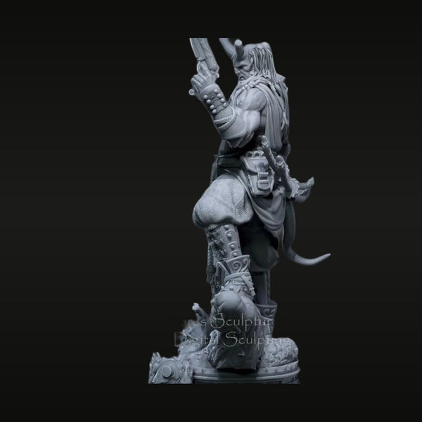 Hellboy Fantasy Demon Warrior with Gun 90mm Resin Figure Kit
