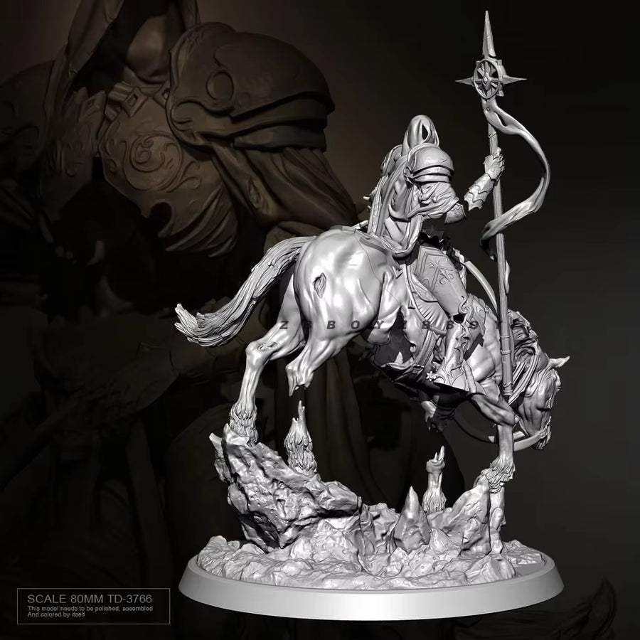 Noble Knight on Horseback with Halberd 60mm Resin Figure Kit - resin model view 4