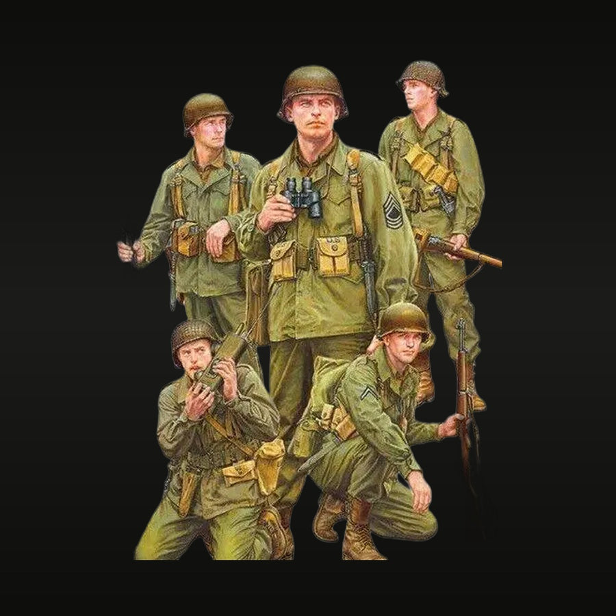 WWII US Army Infantry Squad 5-Figure Set 1/35 Resin Figure Kit - unpainted resin model kit