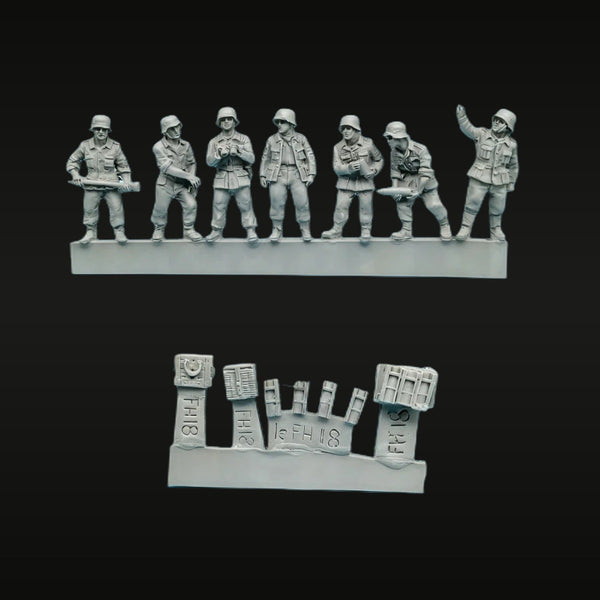 WWII German leFH 18 Artillery Crew 7-Figure Set 1/72 Resin Model Kit